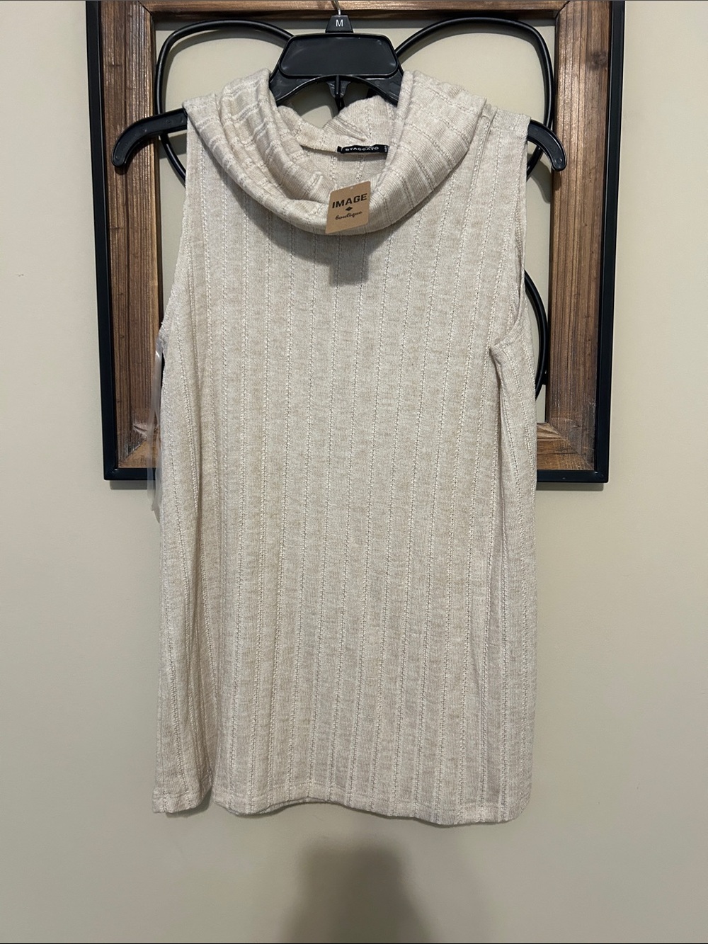 Sleeveless Turtleneck Sweater - Cream